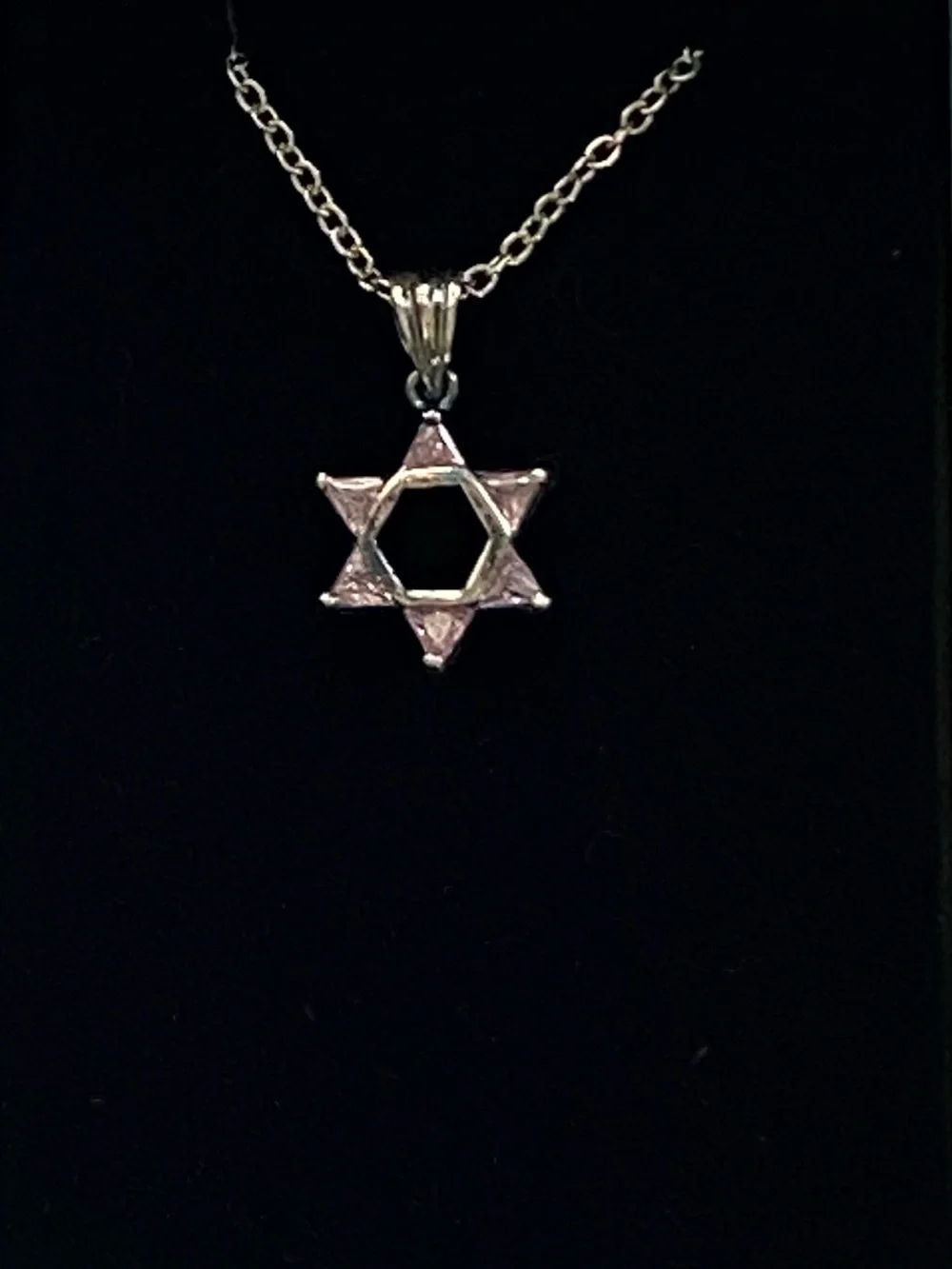 Pink Crystals Star of David Sterling Silver Jewish Star